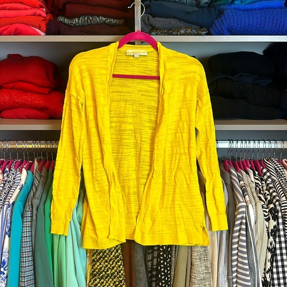 Loft bright yellow long sleeve open front cardigan size XS - Picture 1 of 3